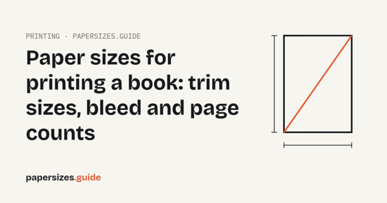 Paper sizes for printing a book: trim sizes, bleed and page counts
